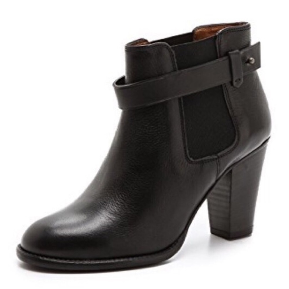 Madewell Lonny Leather Black Heeled Ankle Booties